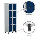 Ver imagem 7 de Armário Guarda Volume Locker Roupeiro 8 Portas Aço Grp 502/8 Azul