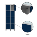 Ver mais imagens de Armário Guarda Volume Locker Roupeiro 8 Portas Aço Grp 502/8 Azul