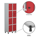 Ver imagem 7 de Armário Guarda Volume Locker Roupeiro 8 Portas Aço Grp 502/8 Vermelho