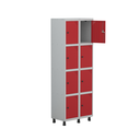 Ver imagem 3 de Armário Guarda Volume Locker Roupeiro 8 Portas Aço Grp 502/8 Vermelho
