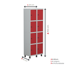 Ver imagem 5 de Armário Guarda Volume Locker Roupeiro 8 Portas Aço Grp 502/8 Vermelho