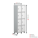 Ver imagem 5 de Armário Guarda Volume Locker Roupeiro 8 Portas Aço Grp 502/8 Branco/Cinza