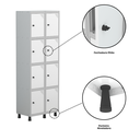 Ver imagem 7 de Armário Guarda Volume Locker Roupeiro 8 Portas Aço Grp 502/8 Branco/Cinza
