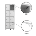 Ver mais imagens de Armário Guarda Volume Locker Roupeiro 8 Portas Aço Grp 502/8 Branco/Cinza
