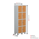Ver imagem 5 de Armário Guarda Volume Locker Roupeiro 8 Portas Aço Grp 502/8 Laranja