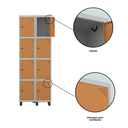 Ver mais imagens de Armário Guarda Volume Locker Roupeiro 8 Portas Aço Grp 502/8 Laranja