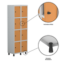 Ver imagem 7 de Armário Guarda Volume Locker Roupeiro 8 Portas Aço Grp 502/8 Laranja