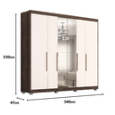 Ver imagem 4 de Guarda Roupa Casal Valencia 6 Pts 6gav C/ Esp com Pés Chocolate/off White