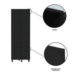 Armário Locker Roupeiro 8 Portas Aço GRP 502/8 - 8