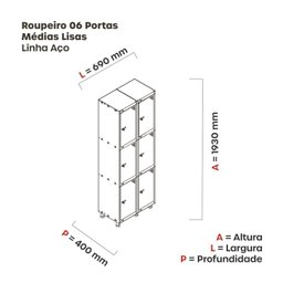 Armário Roupeiro 6 Portas Aço GRP 502/6  - 4