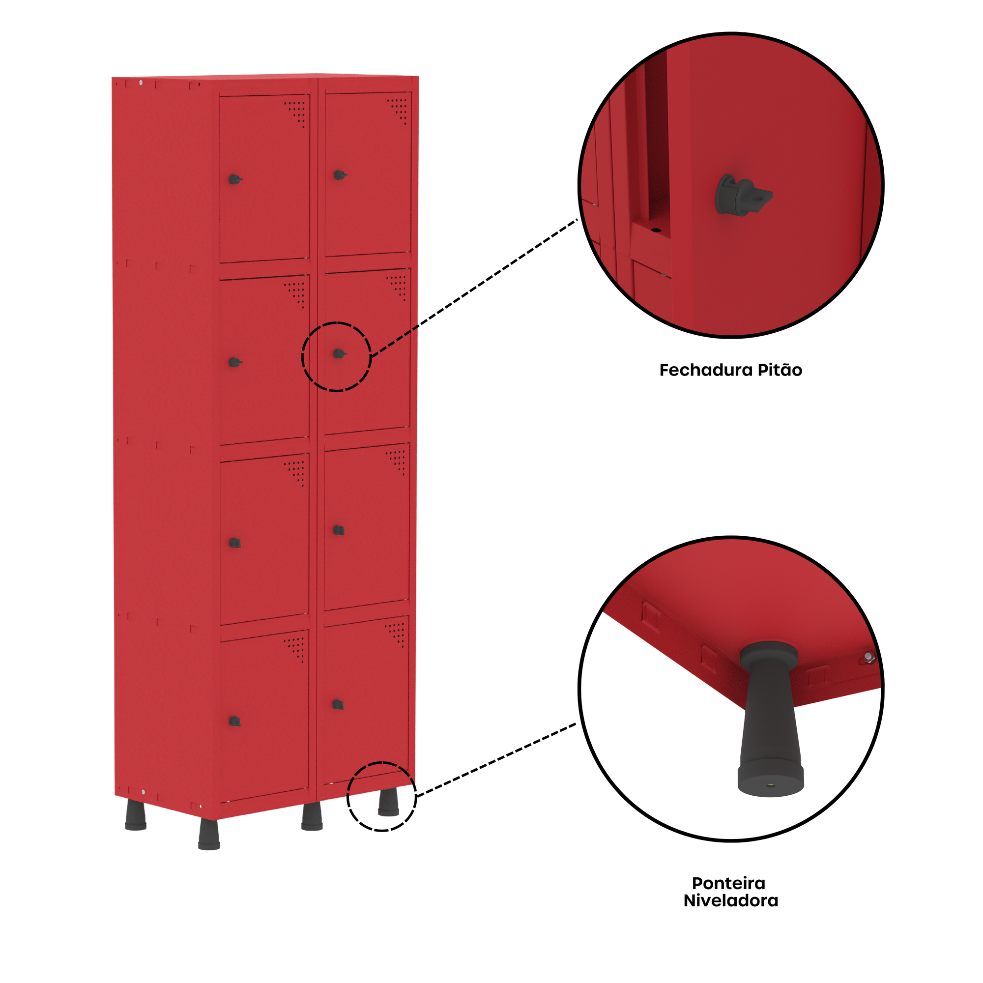 Armário Guarda Volume Locker Roupeiro 8 Portas Aço GRP 502/8  - 7