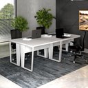 Ver imagem 1 de Mesa de Trabalho para Escritório Industrial sem Gavetas MDP 240cm Cinza F5 Office