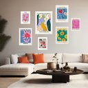 Ver imagem 2 de Kit 7 Quadros Decorativos Flower Market Cidades - com Vidro:madeira Branca