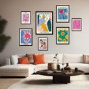 Ver imagem 1 de Kit 7 Quadros Decorativos Flower Market Cidades - com Vidro:madeira Branca