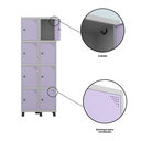Ver mais imagens de Armário Guarda Volume Locker Roupeiro 8 Portas Aço Grp 502/8 Cinza