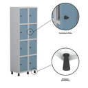 Ver imagem 7 de Armário Guarda Volume Locker Roupeiro 8 Portas Aço Grp 502/8 Azul