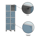 Ver mais imagens de Armário Guarda Volume Locker Roupeiro 8 Portas Aço Grp 502/8 Azul