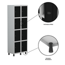 Ver imagem 7 de Armário Guarda Volume Locker Roupeiro 8 Portas Aço Grp 502/8 Preto/Cinza