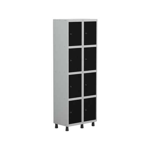 Armário Guarda Volume Locker Roupeiro 8 Portas Aço Grp 502/8 Preto/Cinza