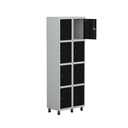 Ver imagem 3 de Armário Guarda Volume Locker Roupeiro 8 Portas Aço Grp 502/8 Preto/Cinza
