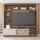 Ver imagem 1 de Home Estante Rio 210cm Tv até 65 com Prateleiras Mdp/hdf Nogueira/offwhite G11 - Gran Belo