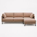 Ver imagem 5 de Sofá Sala de Estar Atena Chaise Direito Pés de Ferro 254cm 4 Lugares Linho Marrom Claro M1 - Monari 
