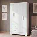 Ver imagem 1 de Guarda-Roupa Solteiro 4 Portas, 2 Gavetas e Pés Olímpio Branco
