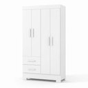 Ver imagem 2 de Guarda-Roupa Solteiro 4 Portas, 2 Gavetas e Pés Olímpio Branco