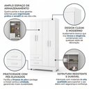 Ver imagem 4 de Guarda-Roupa Solteiro 4 Portas, 2 Gavetas e Pés Olímpio Branco