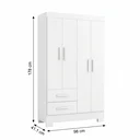 Ver imagem 3 de Guarda-Roupa Solteiro 4 Portas, 2 Gavetas e Pés Olímpio Branco