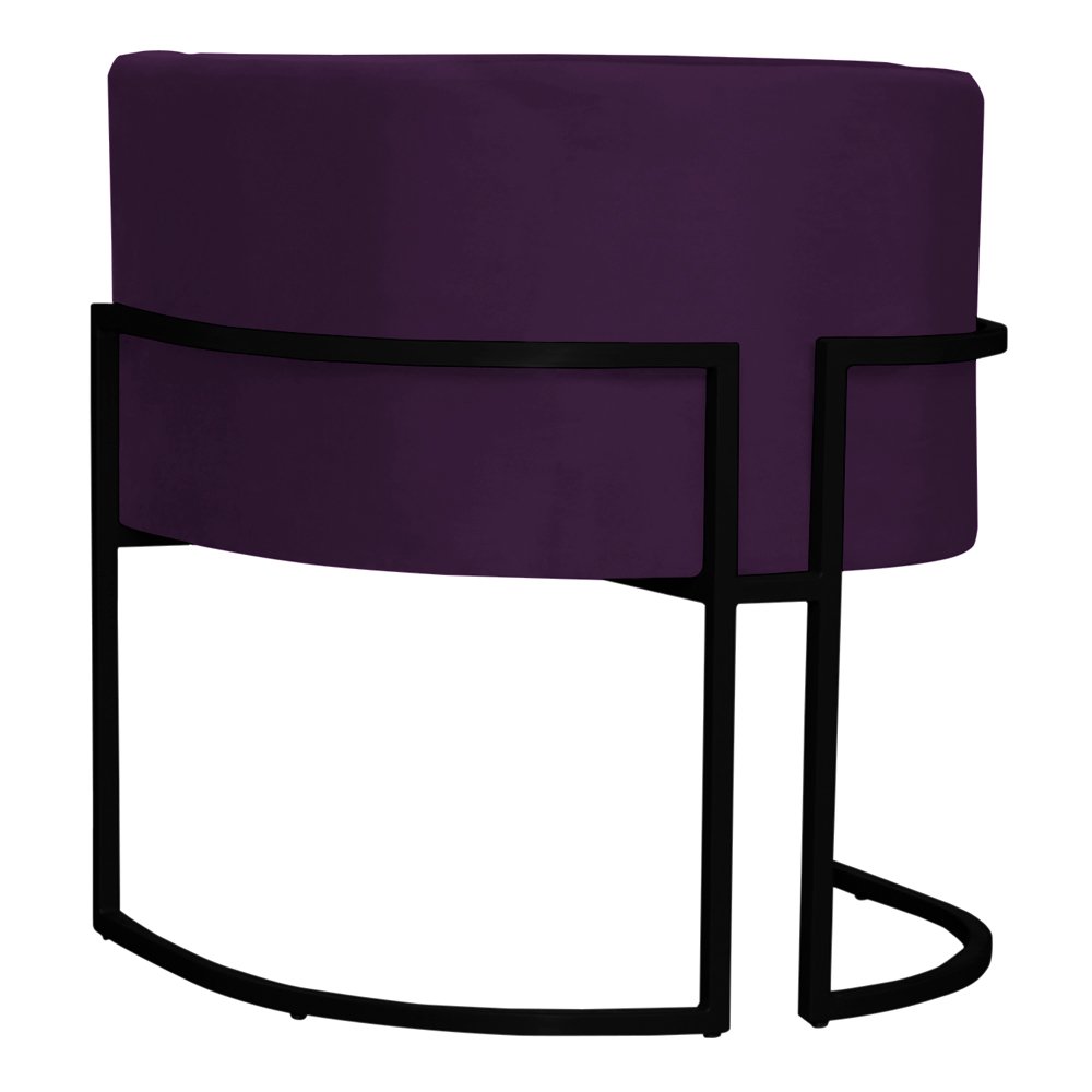 Kit 2 Poltronas Decorativa Sala de Estar Luana Base Preta Veludo Roxo - Montanaris Decor Md Montanar - 2