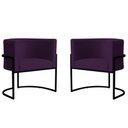 Ver imagem 1 de Kit 2 Poltronas Decorativa Sala de Estar Luana Base Preta Veludo Roxo - Montanaris Decor Md Montanar
