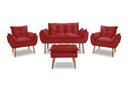 Ver imagem 2 de Kit Namoradeira Sofá Opala + 2 Poltronas Cadeira Opala + 1 puff:vermelho