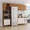 Ver imagem 1 de Cozinha Completa Venaly 11 Portas 2 Gavetas com Vidro e Tampo Cinamomo/Off White - Henn