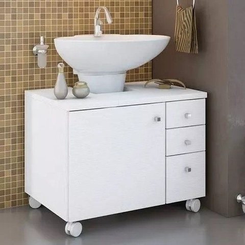 Gabinete Banheiro 3 Gavetas 1 Porta Ecoplan Ecogbpg-3 - Ecoplanejados