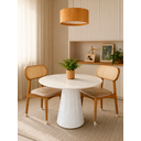 Ver imagem 1 de Mesa Jantar com 1.10 Diâmetro em Laca Branca , Base Cone em Laca Branca