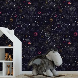 Papel de Parede Baby Espaço Sideral Constelações - 3,3x0,5m - 2