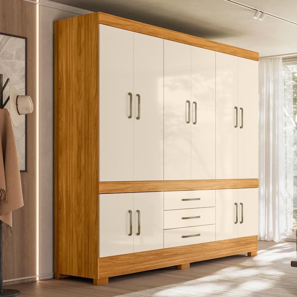 Guarda Roupa Casal 10 Portas New Murano Cinamon Off White