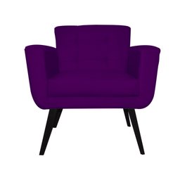 Poltrona Decorativa Geovana Suede Roxo Pés Madeira Ms Decor - 2