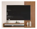 Ver imagem 1 de Painel Suspenso para Tv até 50 Polegadas Moderno Ripado Rack Premium Quarto e Sala Freijo/off White