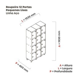 Armário Guarda Volume Locker Roupeiro 12 Portas Aço GRP 503/12  - 4