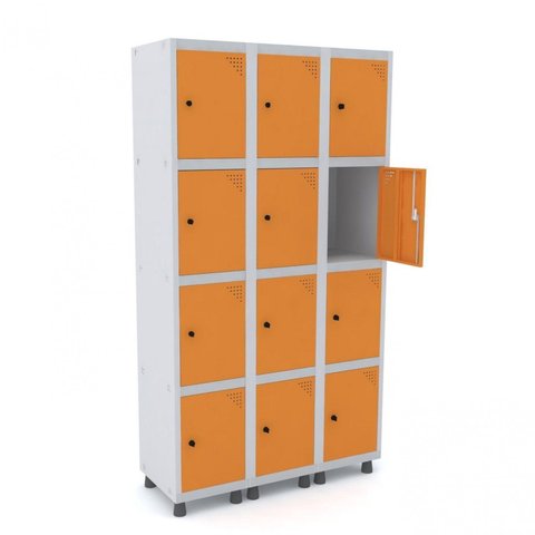 Armário Guarda Volume Locker Roupeiro 12 Portas Aço Grp 503/12 Laranja