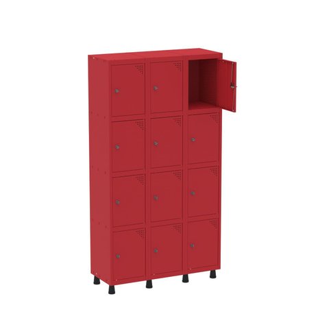Armário Guarda Volume Locker Roupeiro 12 Portas Aço Grp 503/12 Vermelho