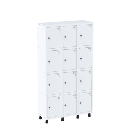 Armário Guarda Volume Locker Roupeiro 12 Portas Aço Grp 503/12 Branco