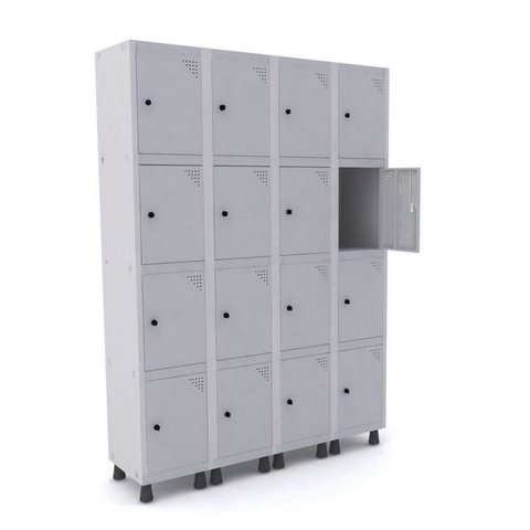 Armário Guarda Volume Locker Roupeiro 16 Portas Aço Grp 504/16 Cinza