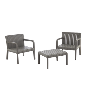 Conjunto para Área Externa Maldivas com 2 Poltronas, 1 Mesa - Grafite