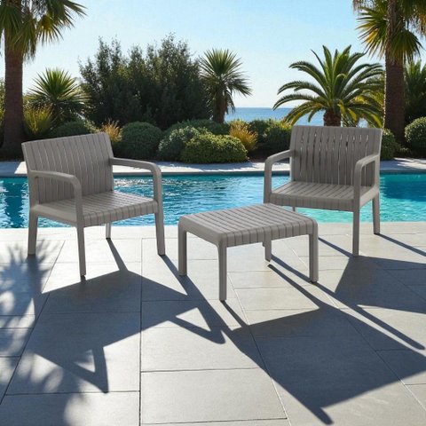 Conjunto para Área Externa Maldivas com 2 Poltronas, 1 Mesa - Grafite