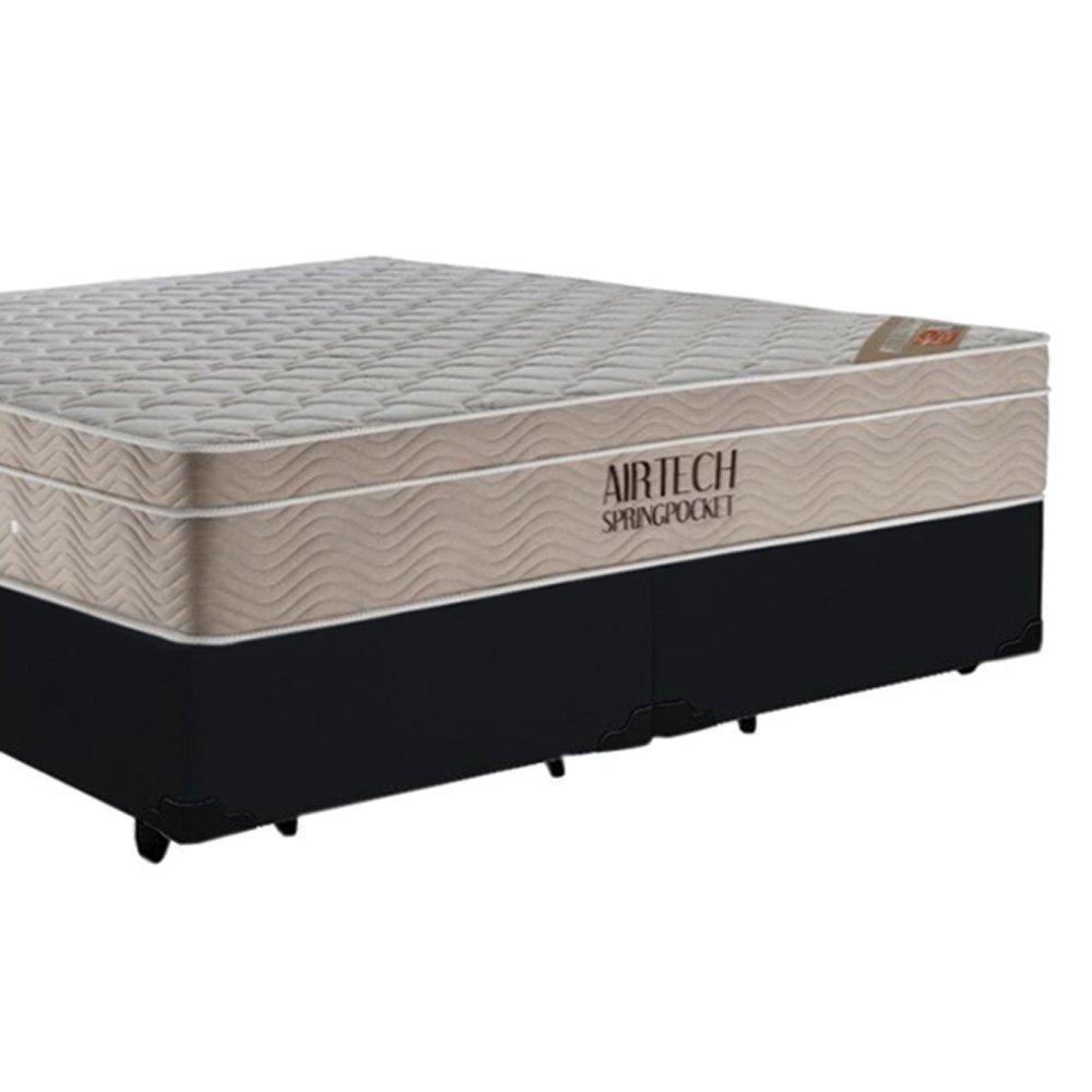 Cama Box King Bipartido Suede + Colchão Ortobom Airtech Molas Ensacadas 193x203x65:preto - 5