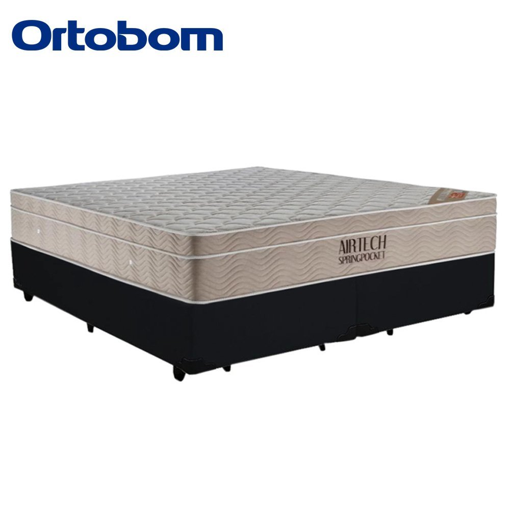 Cama Box King Bipartido Suede + Colchão Ortobom Airtech Molas Ensacadas 193x203x65:preto - 6