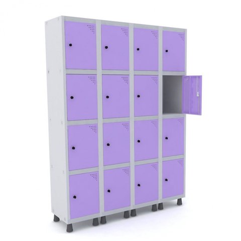 Armário Guarda Volume Locker Roupeiro 16 Portas Aço Grp 504/16 Cinza